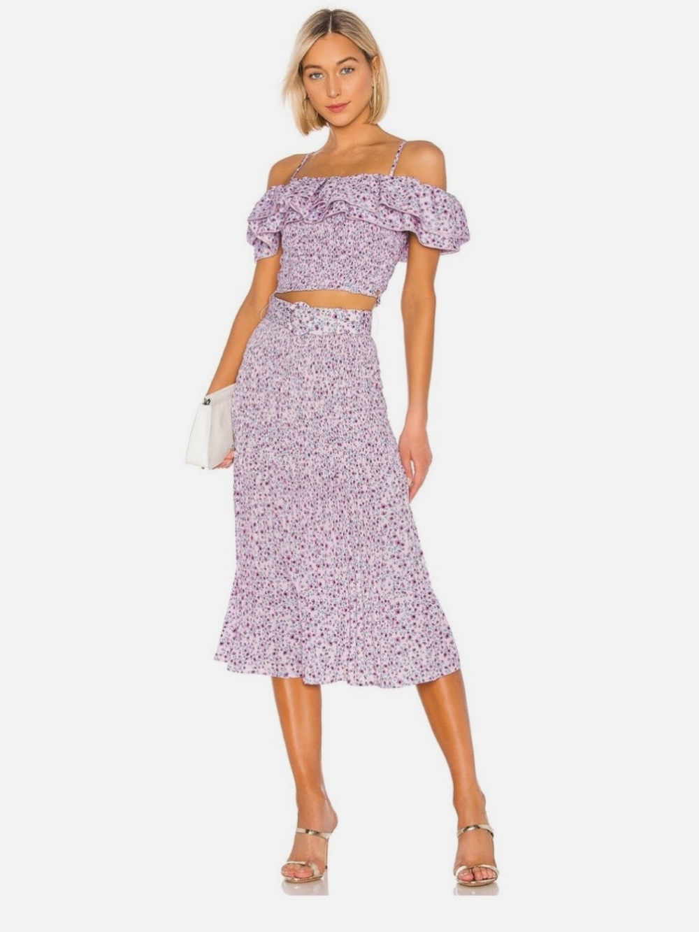Nicholas x Revolve Smocked Crop Top & MIDI Skirt